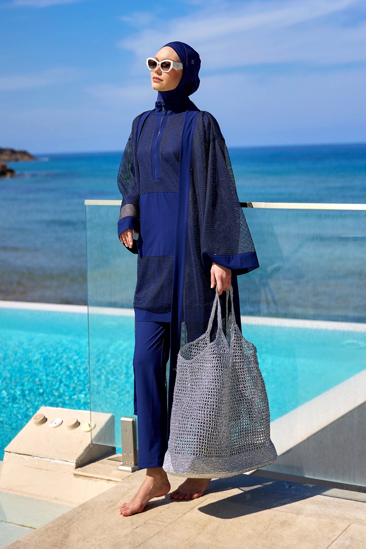 Marina Lacivert Tül Kimono – P2501-2