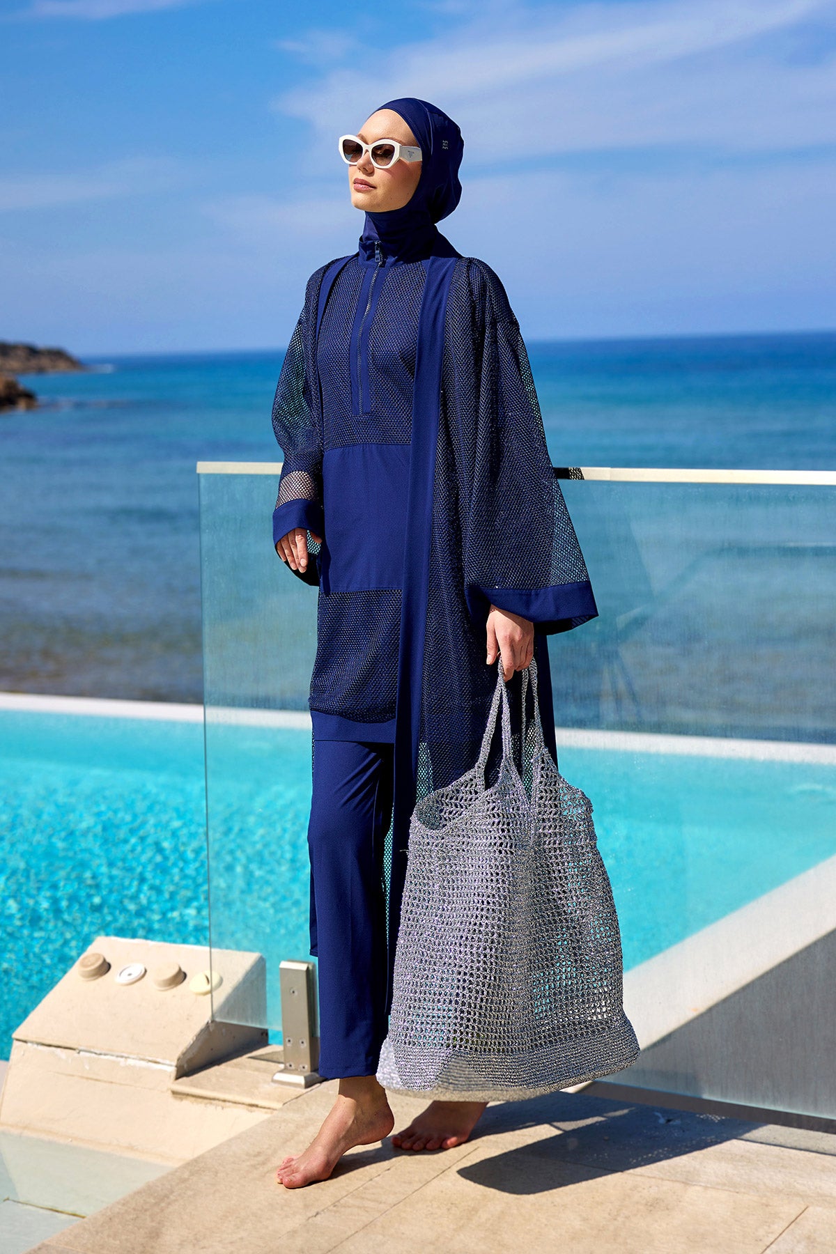 Marina Lacivert Tam Kapalı Tesettür Mayo - M2508-2