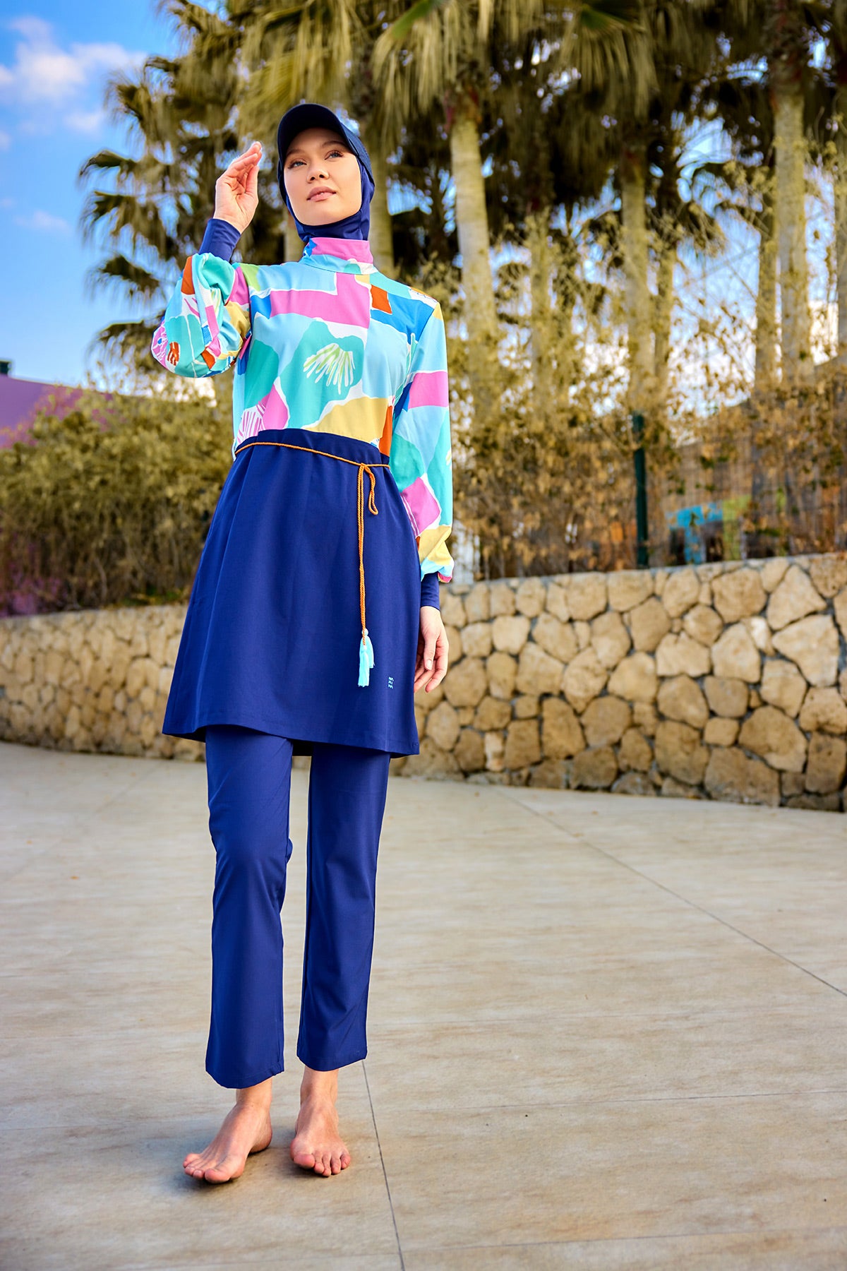 Marina Lacivert Tam Kapalı Tesettür Mayo - M2511