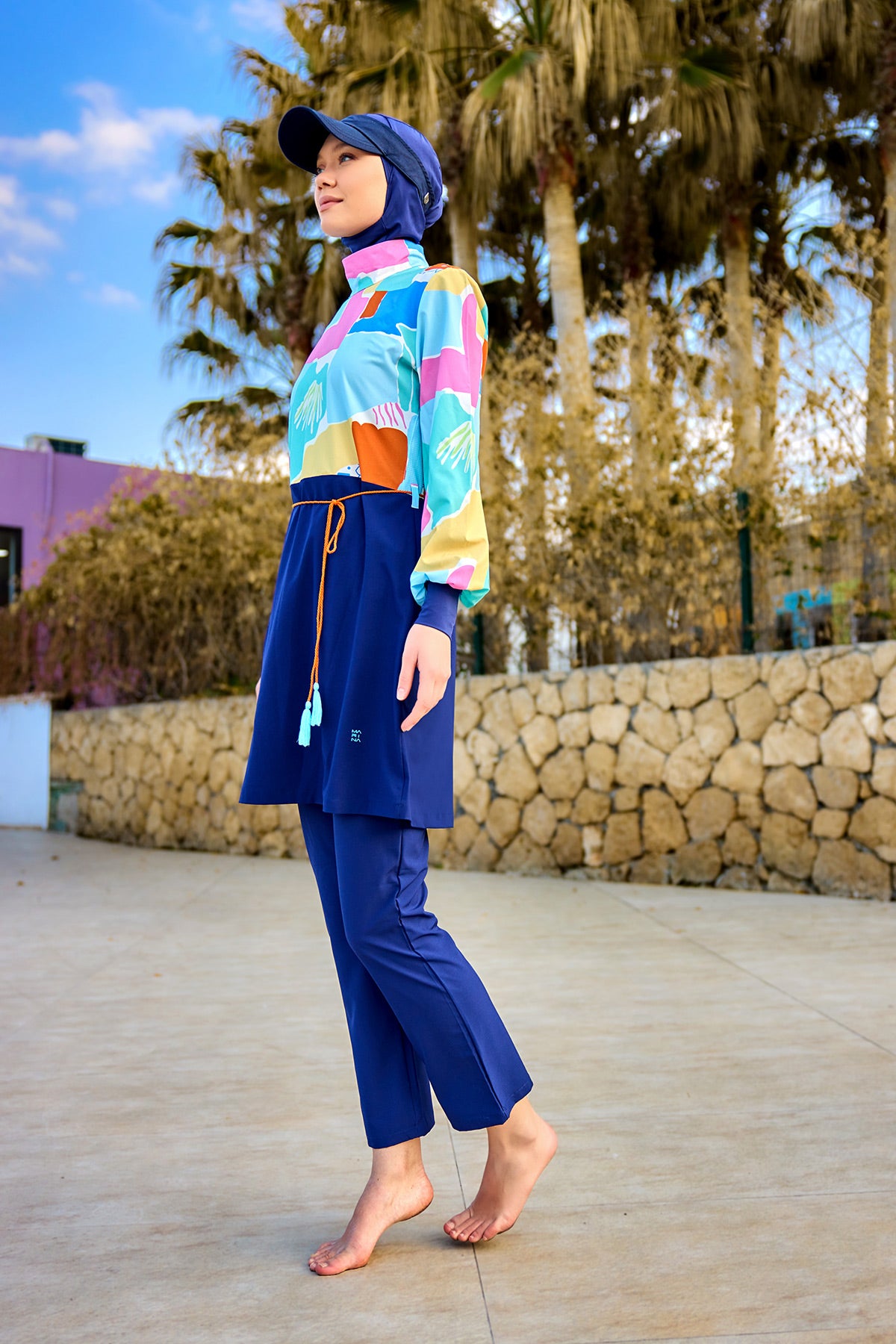 Marina Lacivert Tam Kapalı Tesettür Mayo - M2511