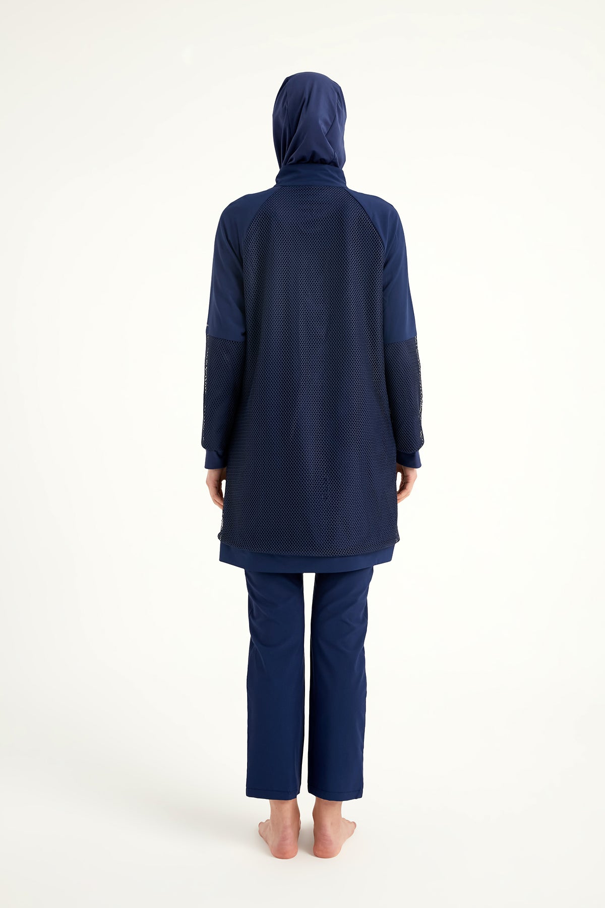 Marina Lacivert Tül Detaylı Tam Kapalı Tesettür Mayo - M2534-2