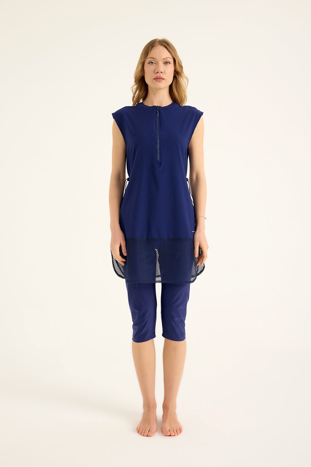 Marina Lacivert Yarı Kapalı Tesettür Mayo - H2507-2