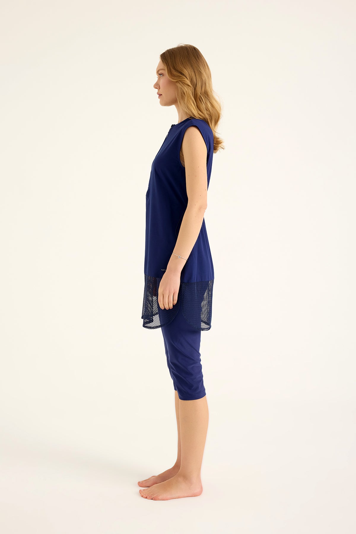 Marina Lacivert Yarı Kapalı Tesettür Mayo - H2507-2