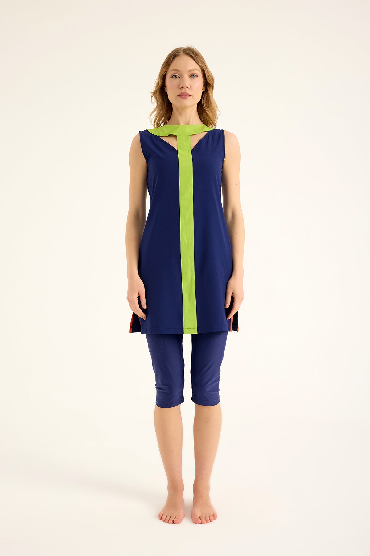 Marina Lacivert Yarı Kapalı Tesettür Mayo - H2502-2