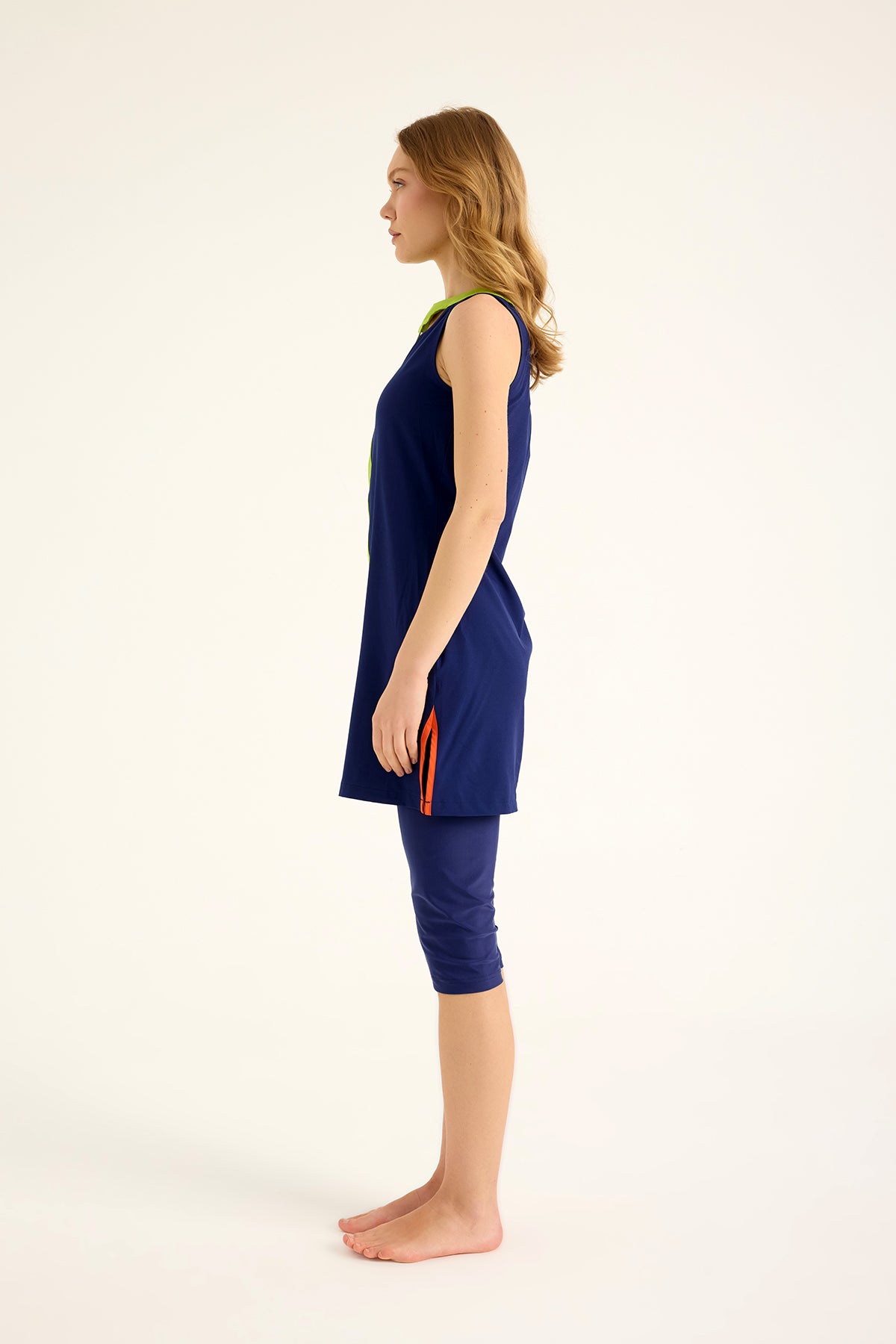 Marina Lacivert Yarı Kapalı Tesettür Mayo - H2502-2