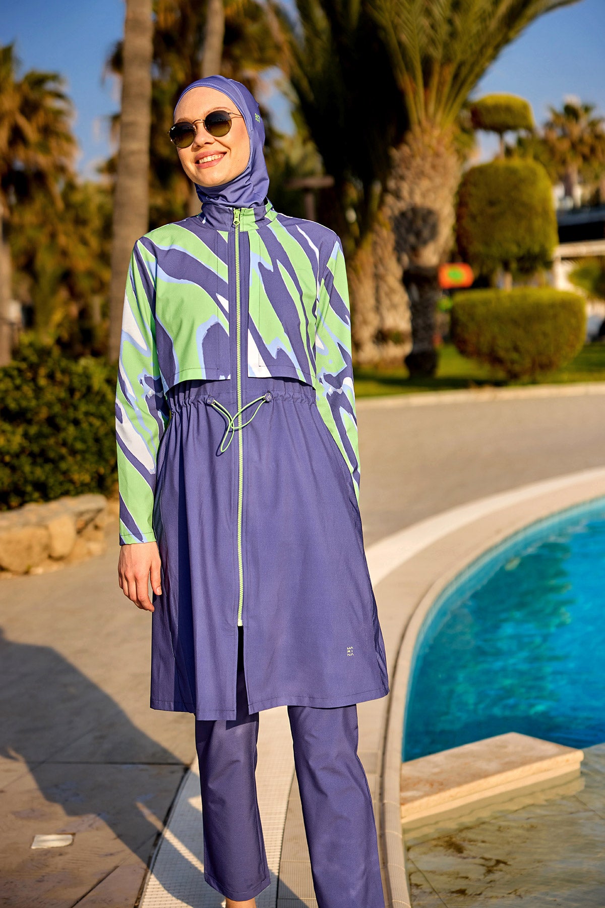 Marina Mor Tam Kapalı Tesettür Mayo - M2509