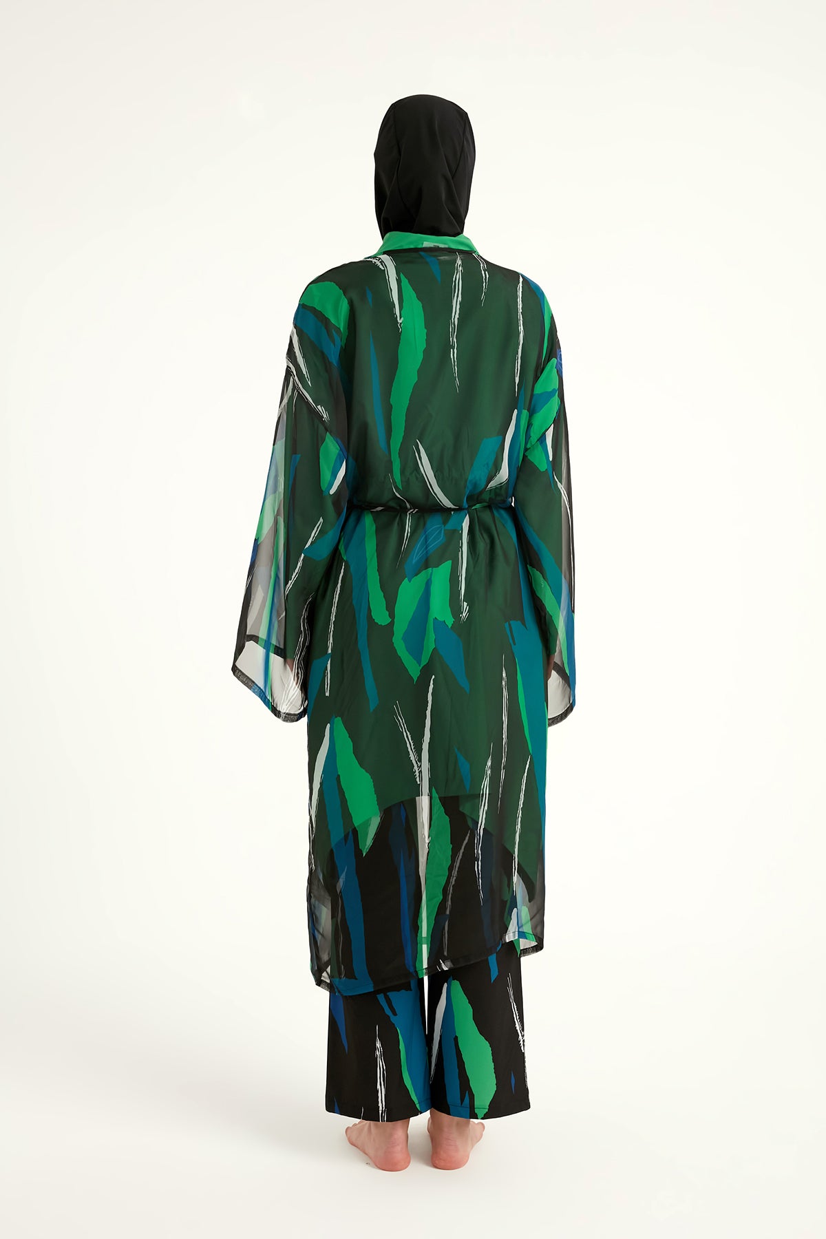 Marina Renkli Desenli İpeksi Kimono – P2503-1