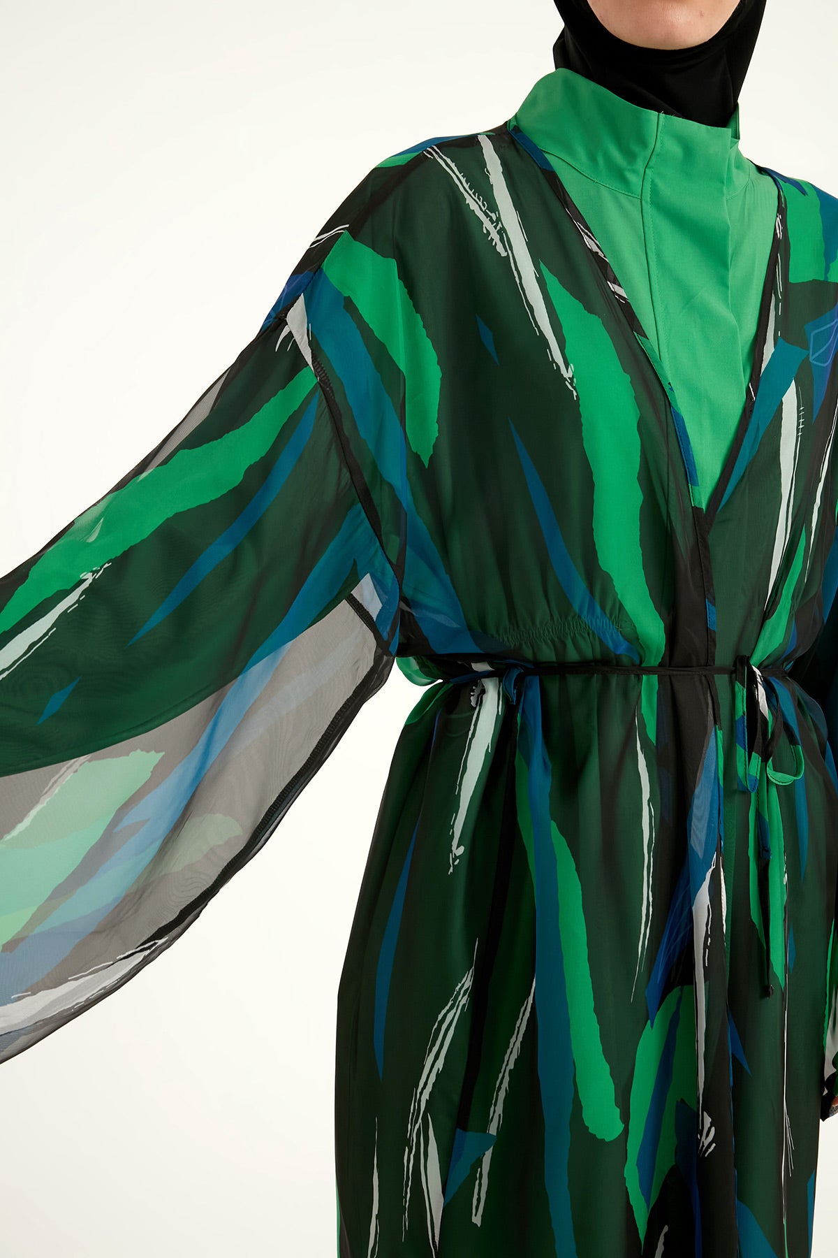 Marina Renkli Desenli İpeksi Kimono – P2503-1