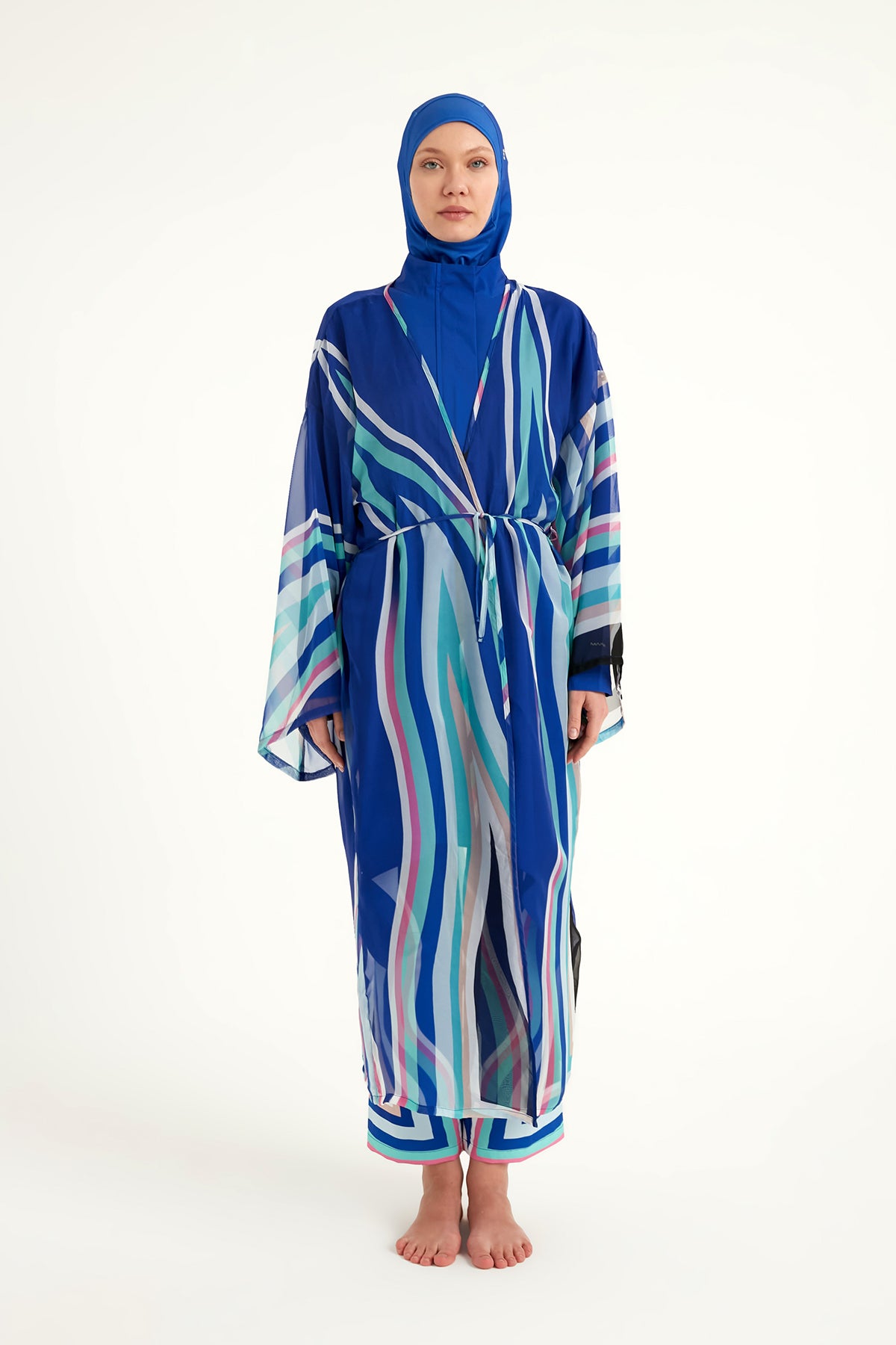 Marina Renkli Desenli İpeksi Kimono – P2503-2