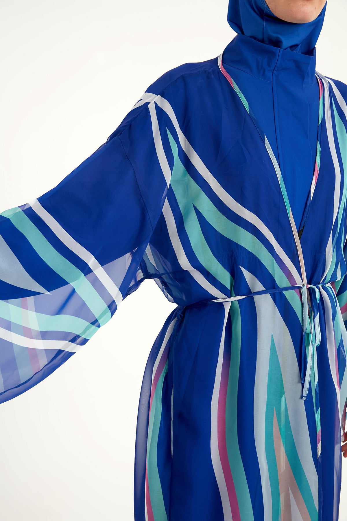 Marina Renkli Desenli İpeksi Kimono – P2503-2