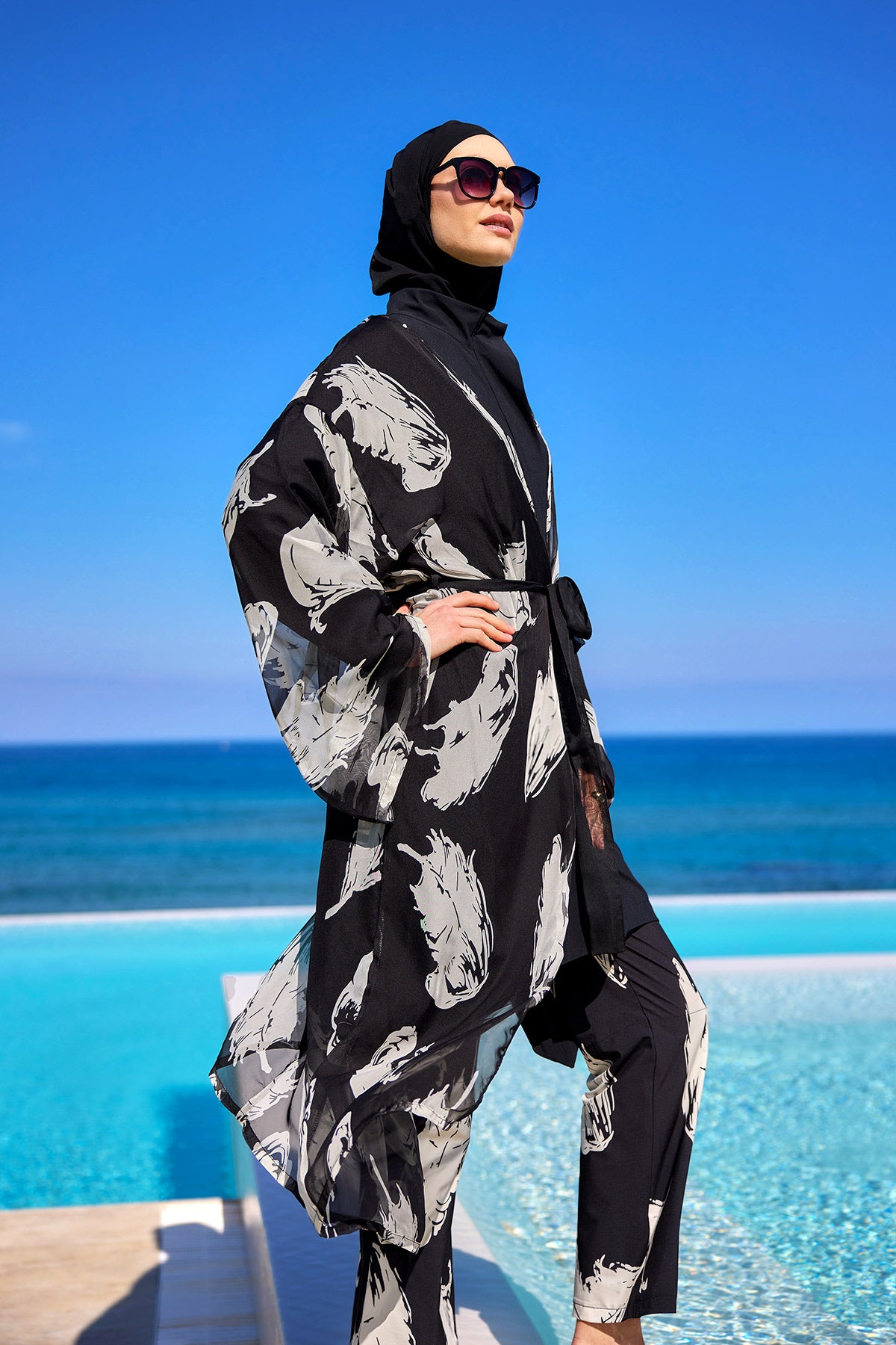 Marina Renkli Desenli İpeksi Kimono – P2503-3 Ürün ana görseli
