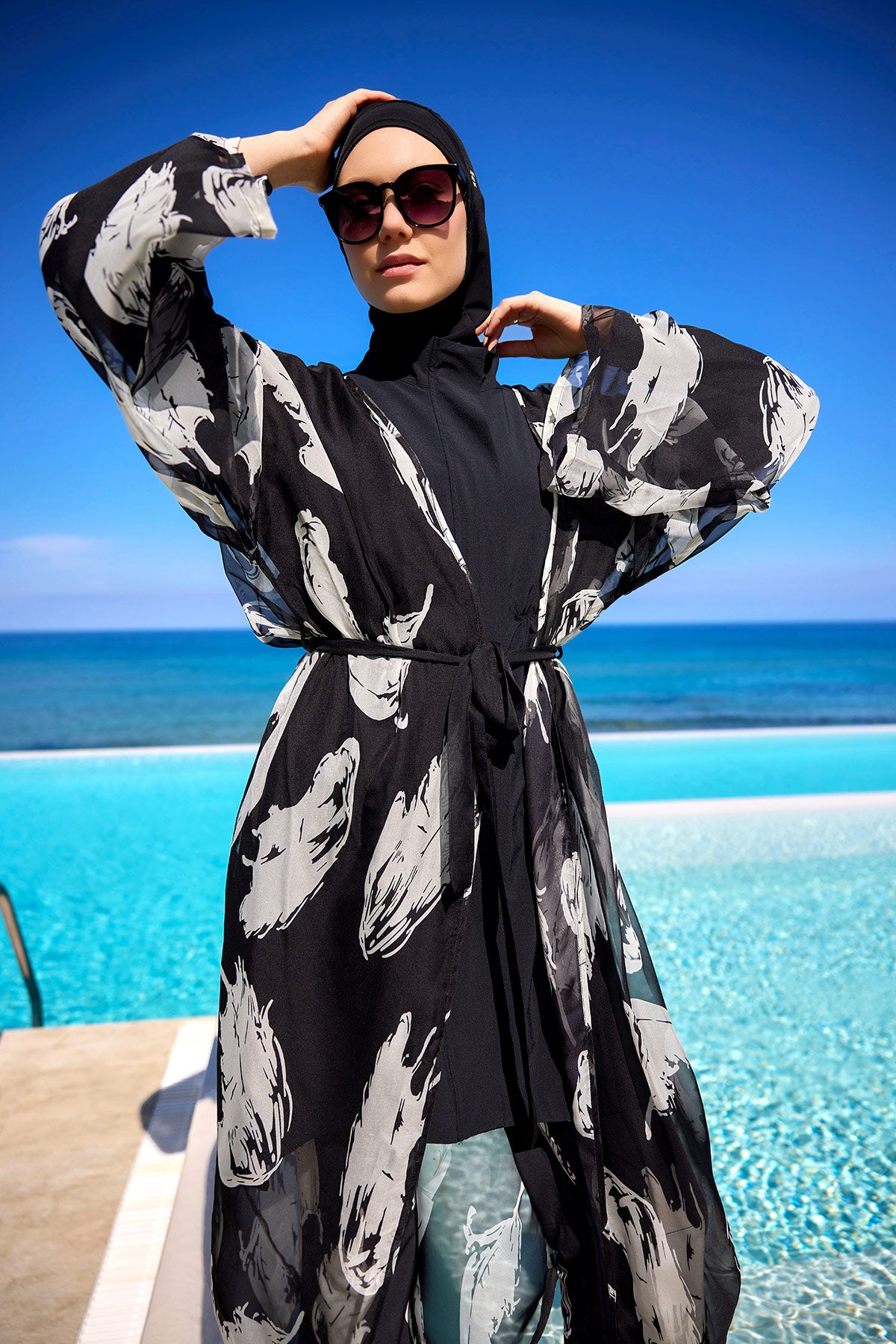 Marina Renkli Desenli İpeksi Kimono – P2503-3