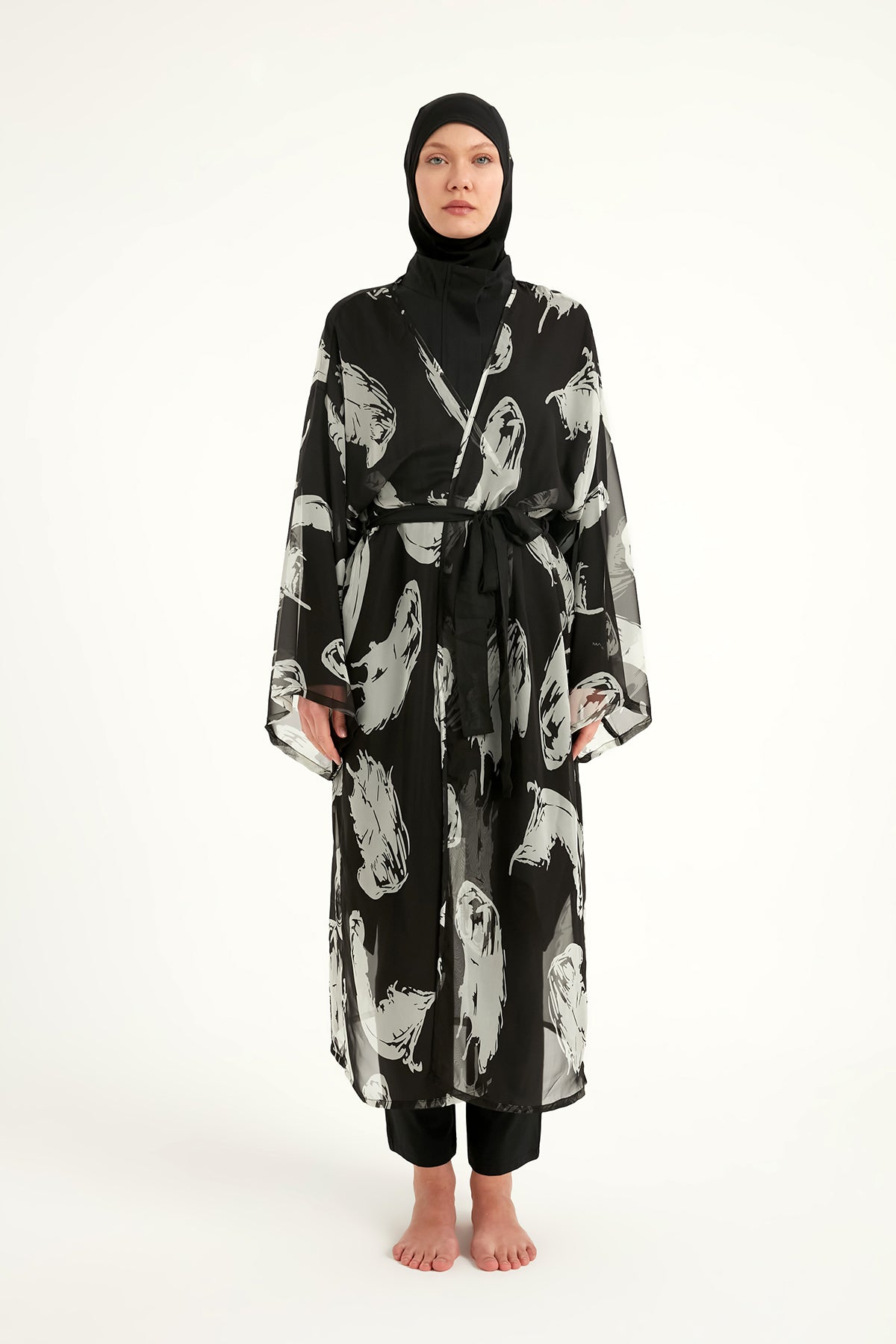 Marina Renkli Desenli İpeksi Kimono – P2503-3