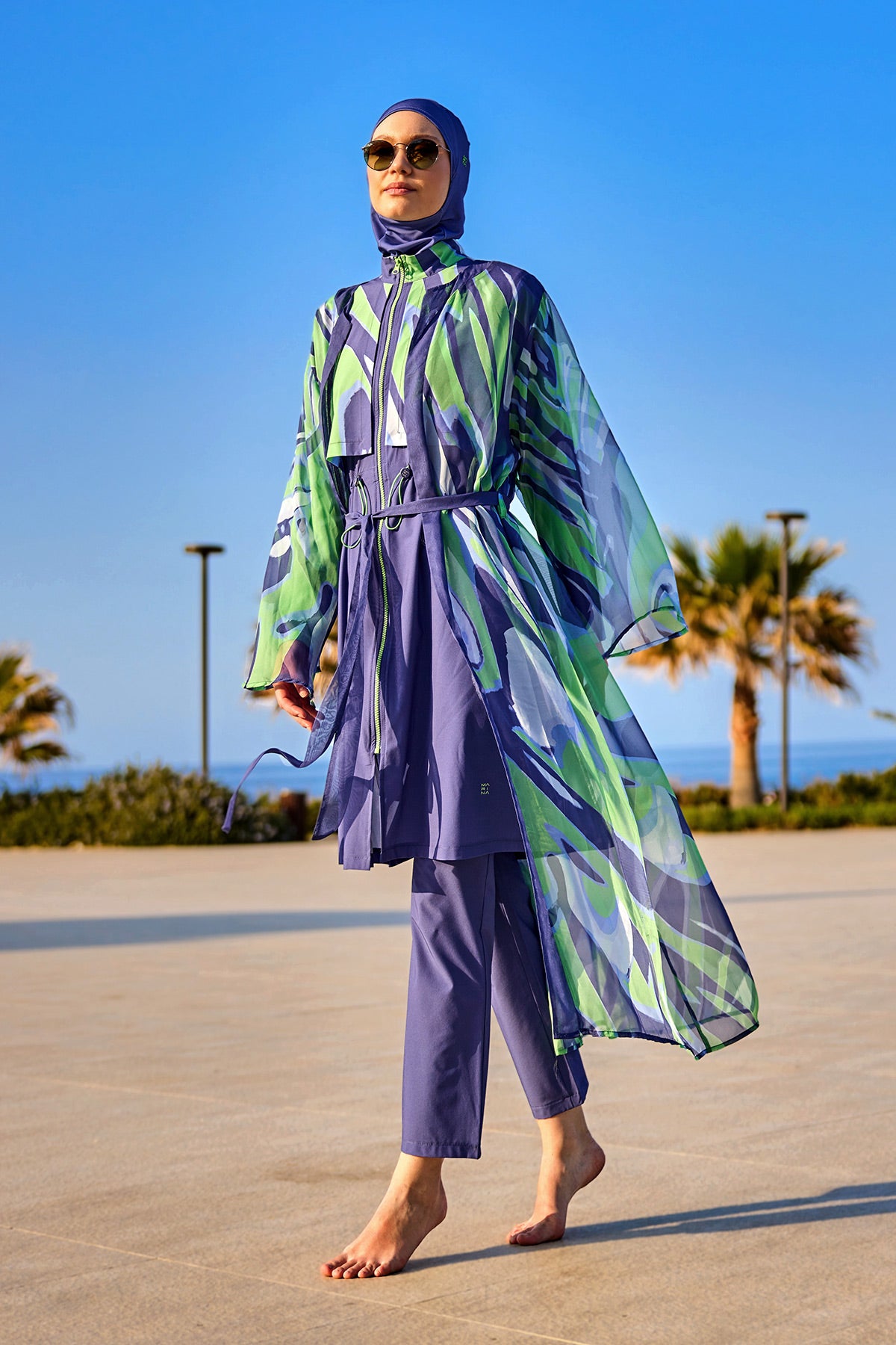 Marina Renkli Desenli İpeksi Kimono - P2504