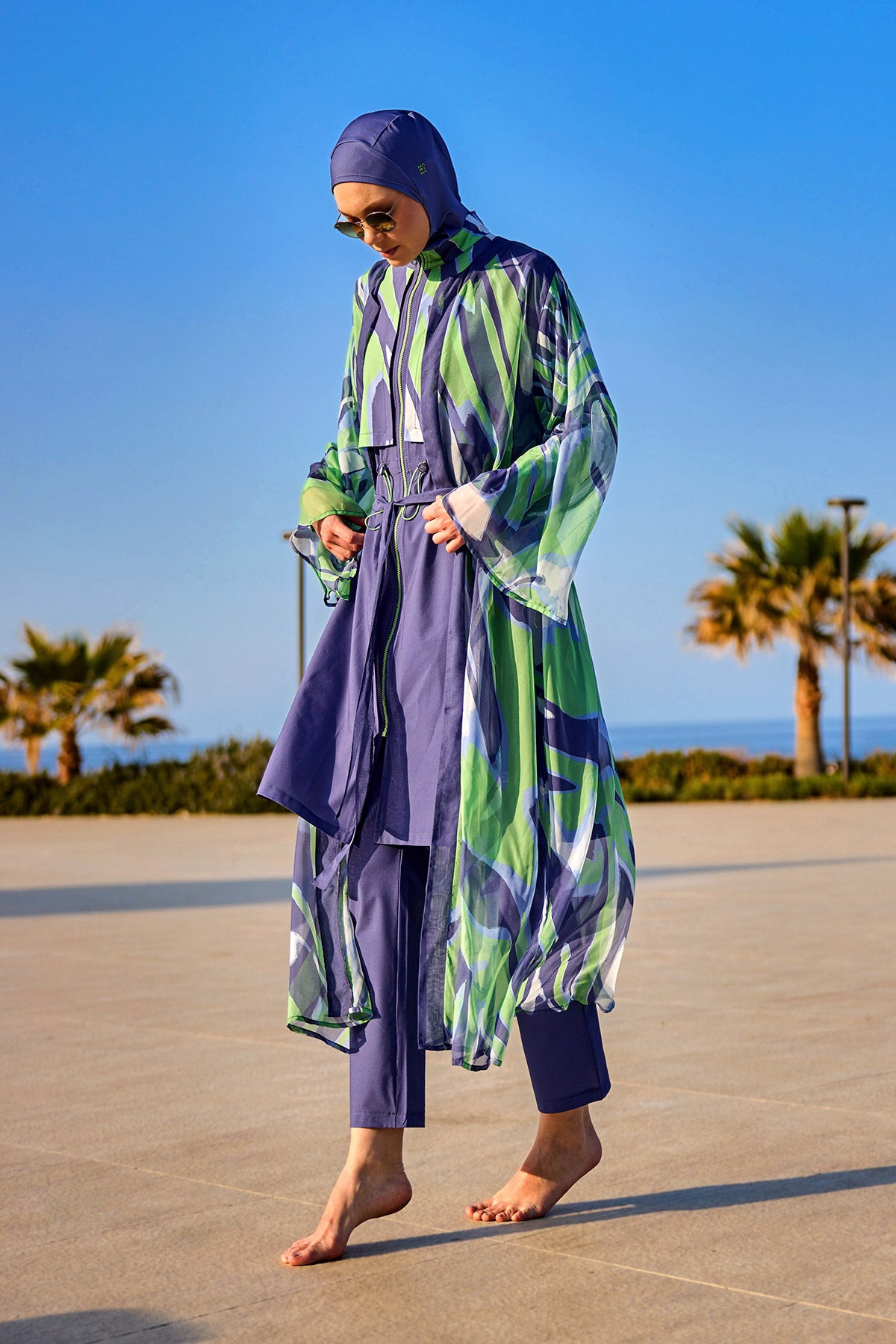 Marina Renkli Desenli İpeksi Kimono - P2504