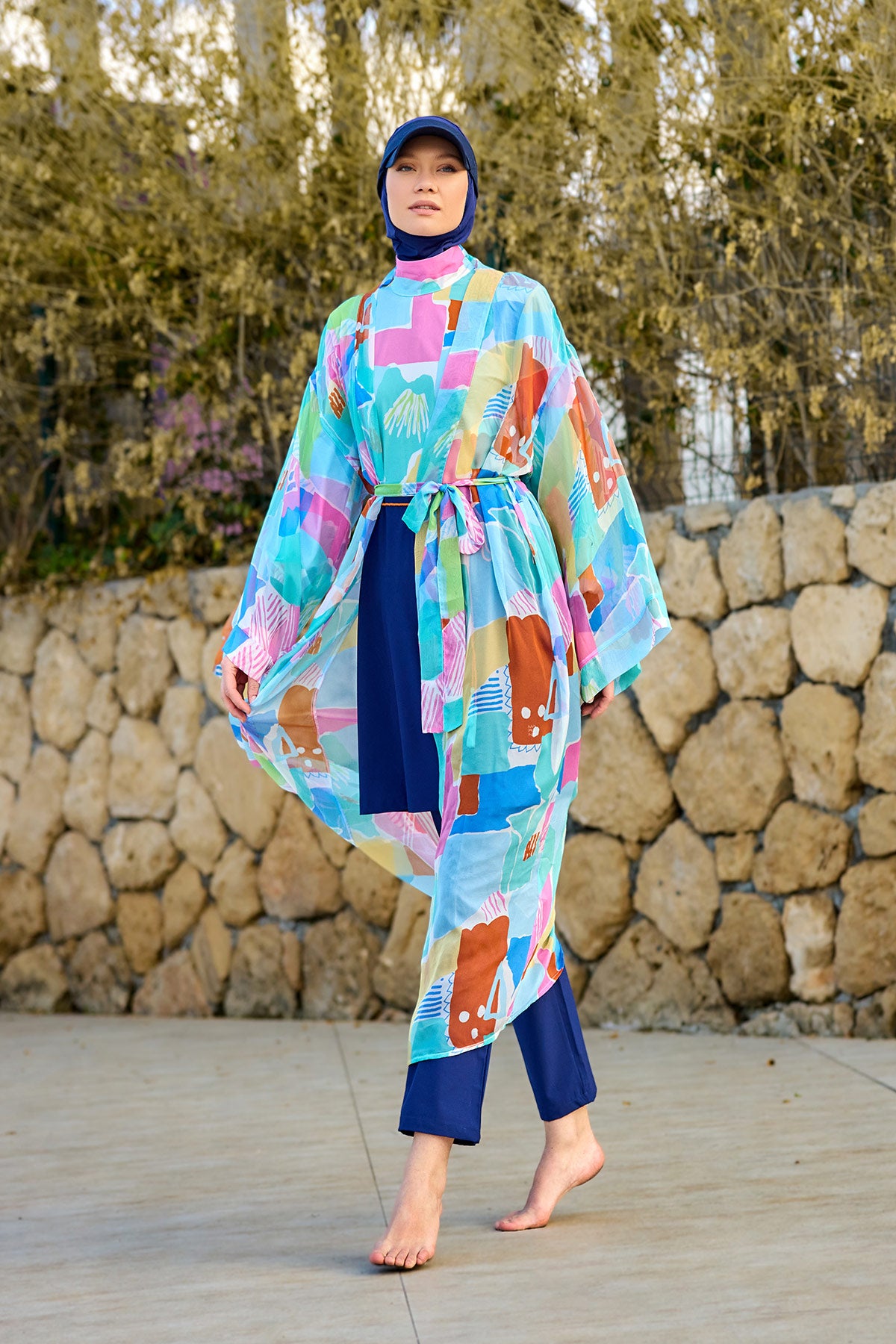 Marina Renkli Pareo Kimono – P2506 Ürün ana görseli