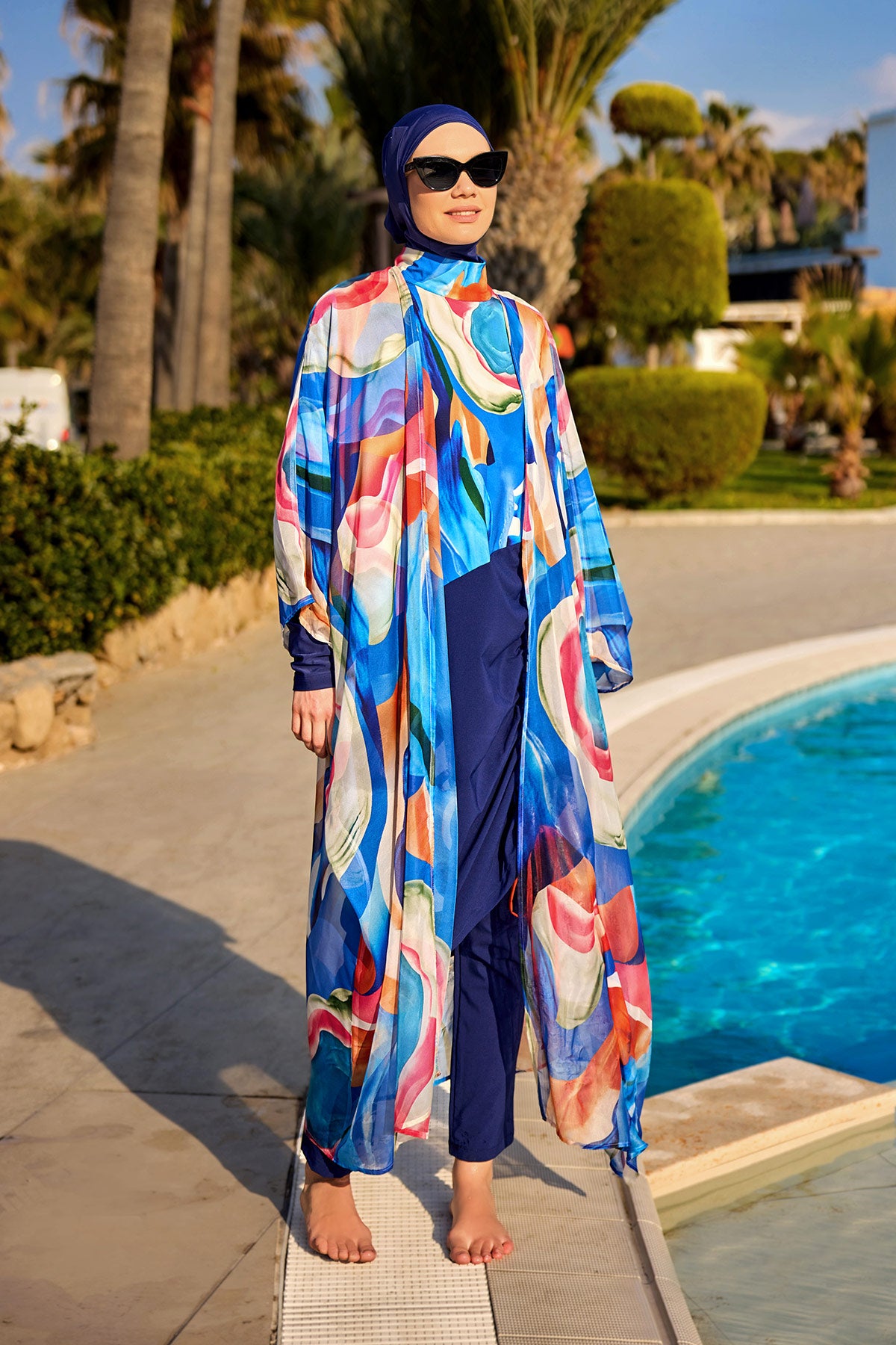 Marina Renkli Desenli İpeksi Kimono - P2508