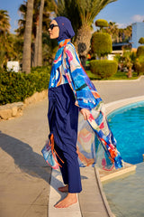 Marina Renkli Desenli İpeksi Kimono - P2508