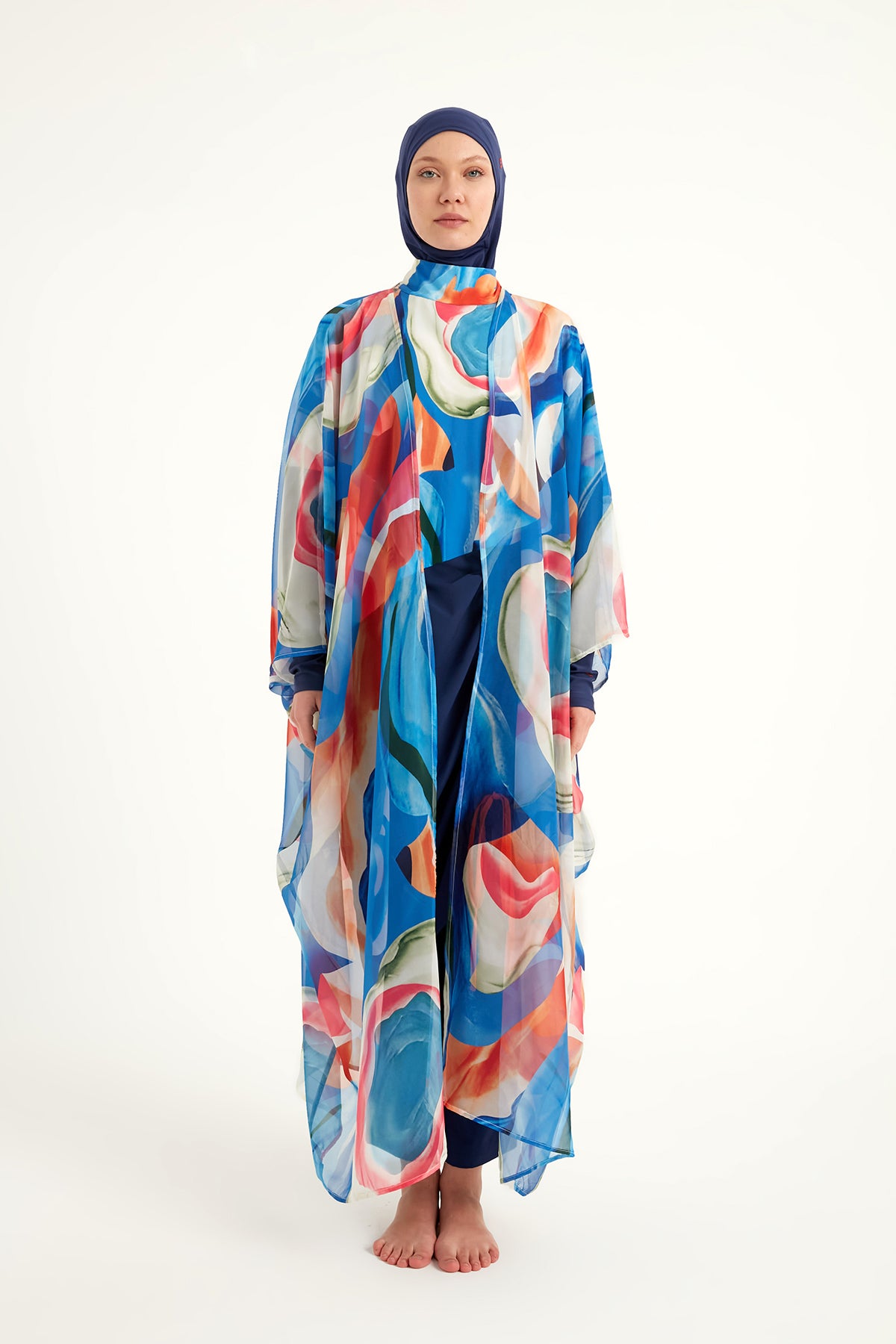 Marina Renkli Desenli İpeksi Kimono - P2508