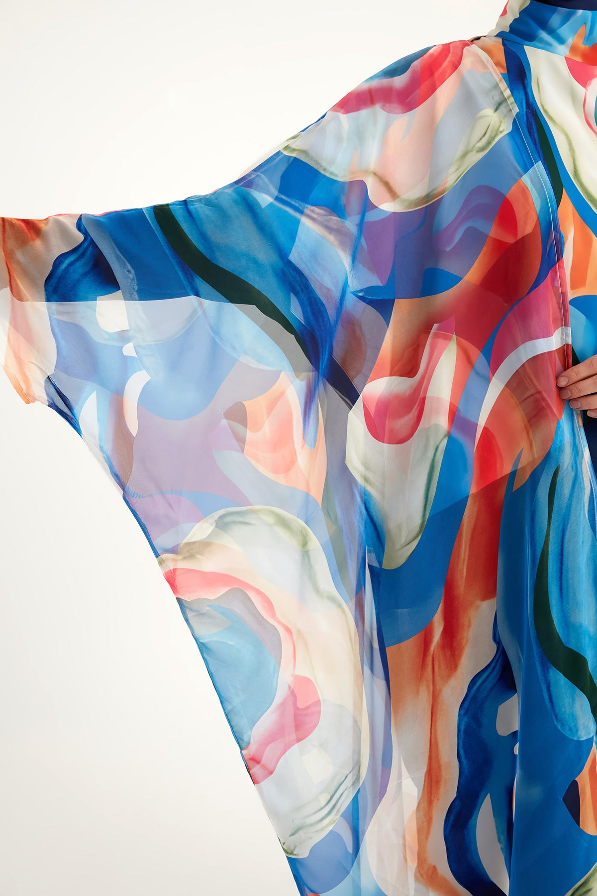 Marina Renkli Desenli İpeksi Kimono - P2508