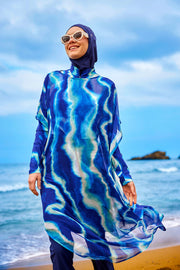 Marina Renkli Desenli İpeksi Pareo – P2513-2