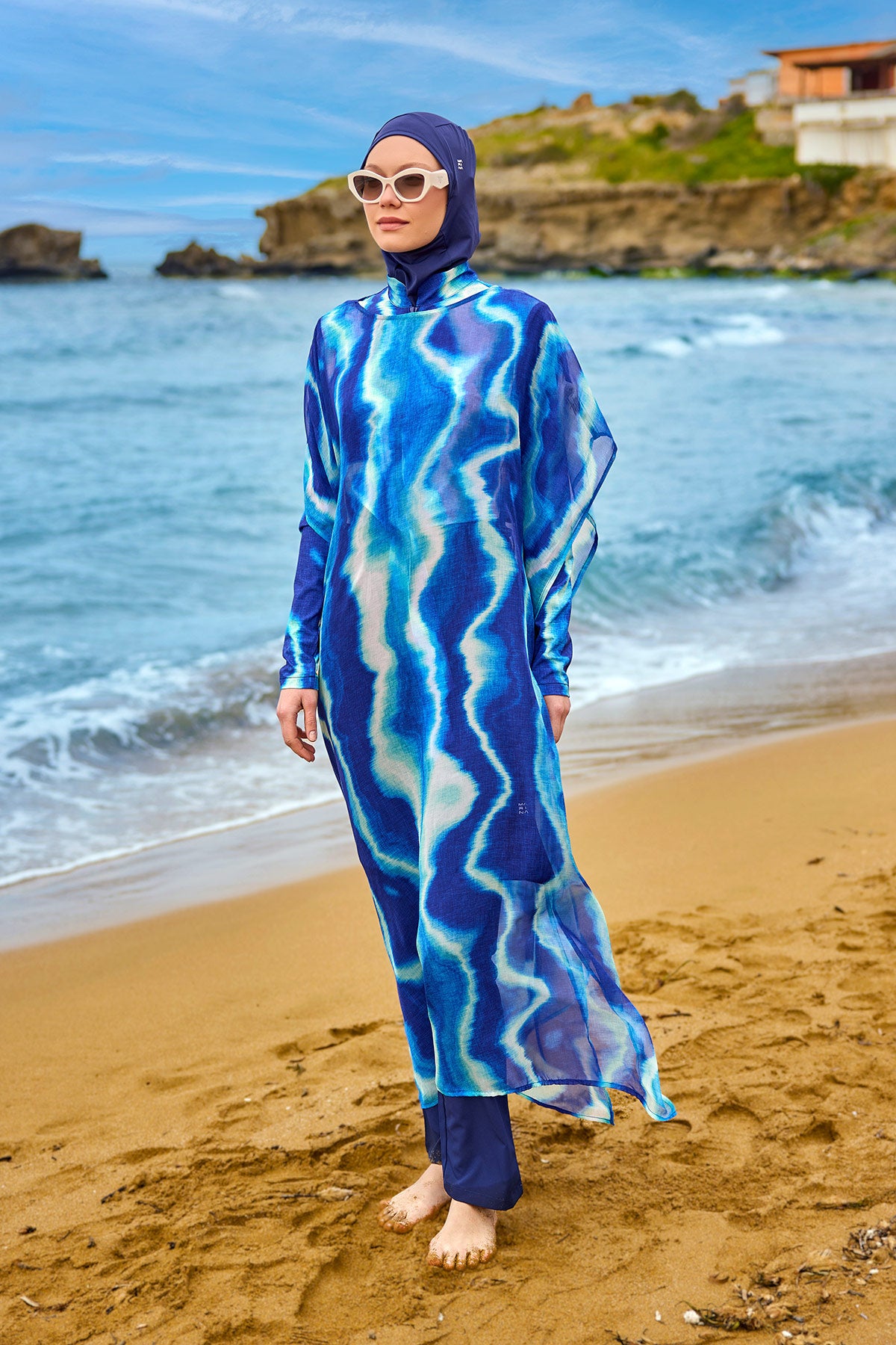 Marina Renkli Desenli İpeksi Pareo – P2513-2