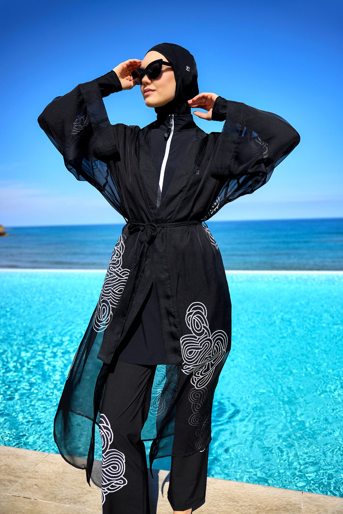 Marina Damask Desenli Şifon Kimono – P2515