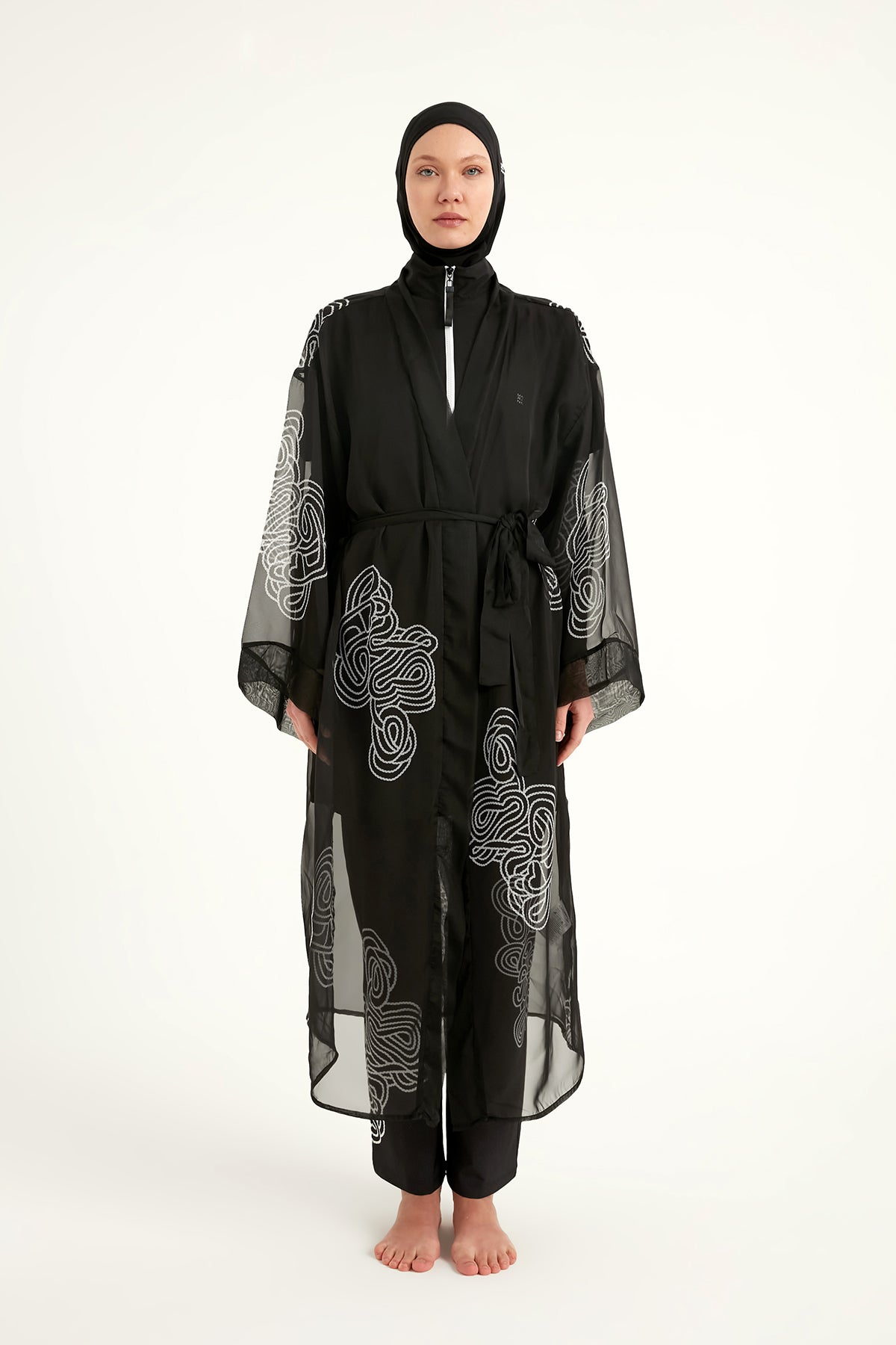 Marina Damask Desenli Şifon Kimono – P2515