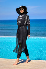 Marina Siyah Kolsuz İpeksi Kimono - P2502