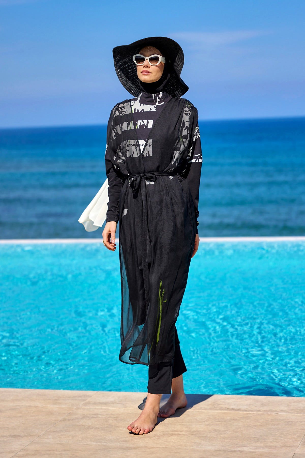 Marina Siyah Kolsuz İpeksi Kimono - P2502