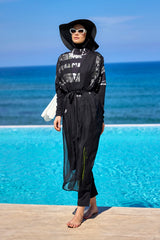 Marina Siyah Kolsuz İpeksi Kimono - P2502