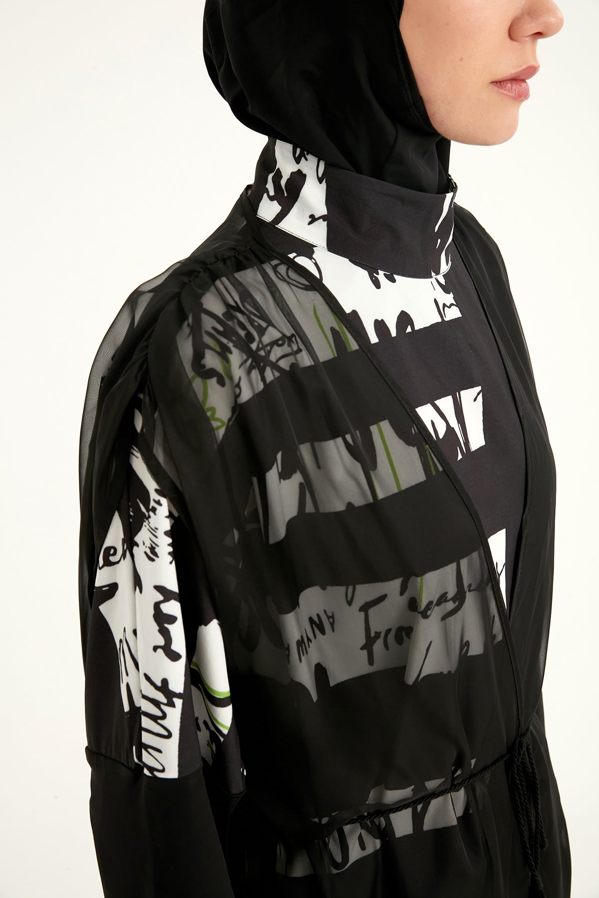 Marina Siyah Kolsuz İpeksi Kimono - P2502