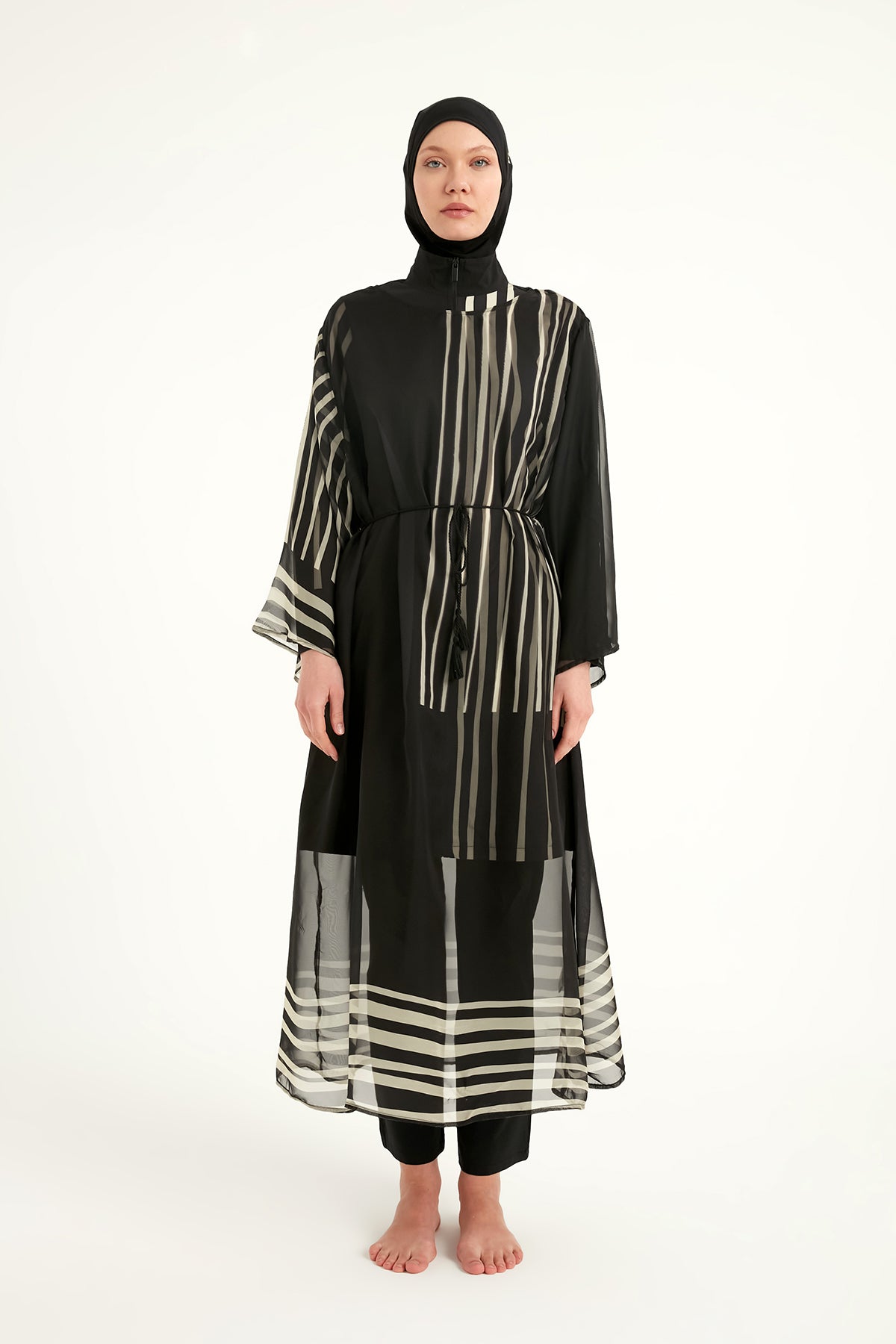 Marina Çizgi Desenli İpeksi Kimono – P2511