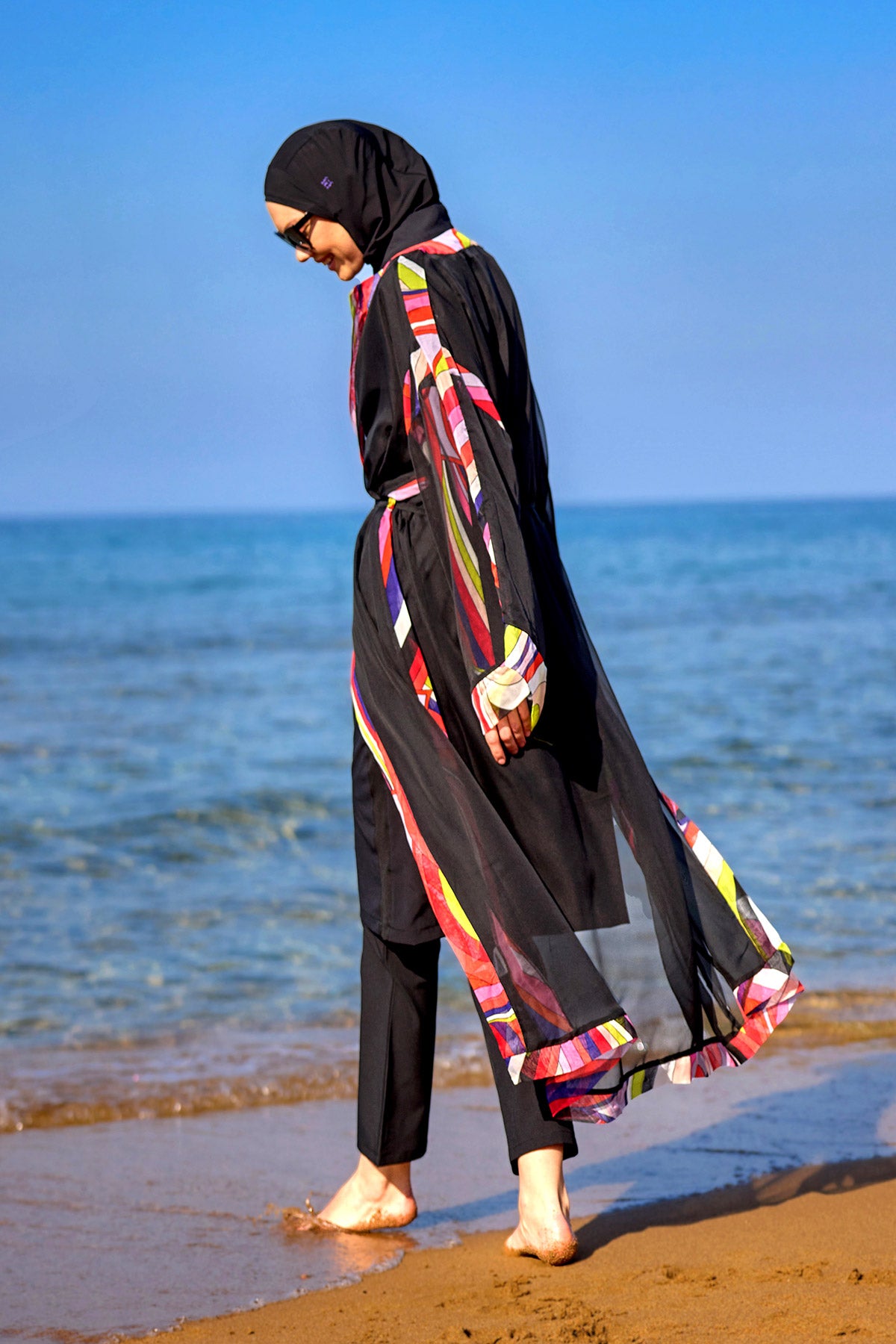 Marina Renkli Desenli İpeksi Kimono - P2514