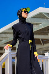 Marina Siyah Tam Kapalı Tesettür Mayo - M2501-1