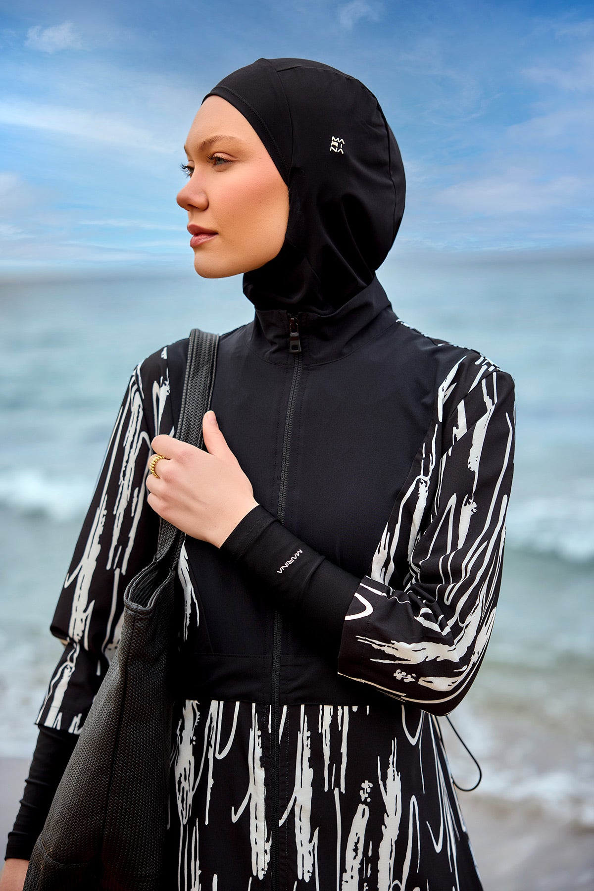 Marina Siyah Tam Kapalı Tesettür Mayo - M2504