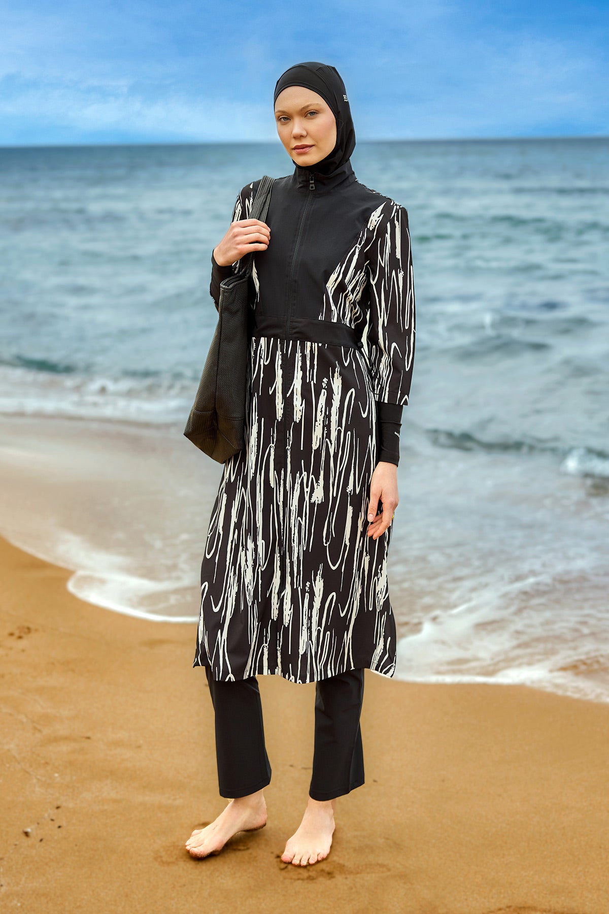 Marina Siyah Tam Kapalı Tesettür Mayo - M2504