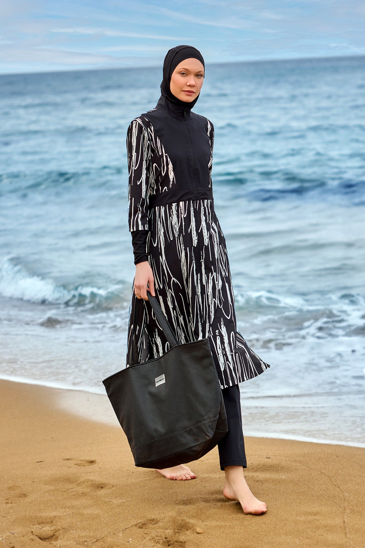 Marina Siyah Tam Kapalı Tesettür Mayo - M2504