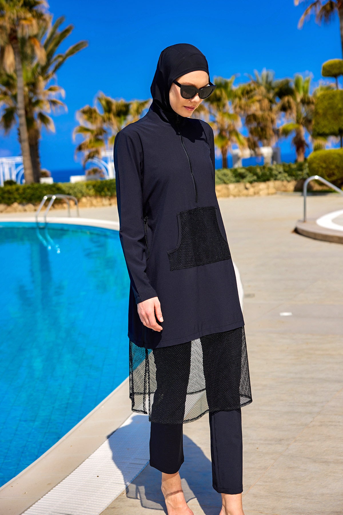 Marina Siyah Tam Kapalı Tesettür Mayo - M2508-1
