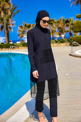 Marina Siyah Tam Kapalı Tesettür Mayo - M2508-1