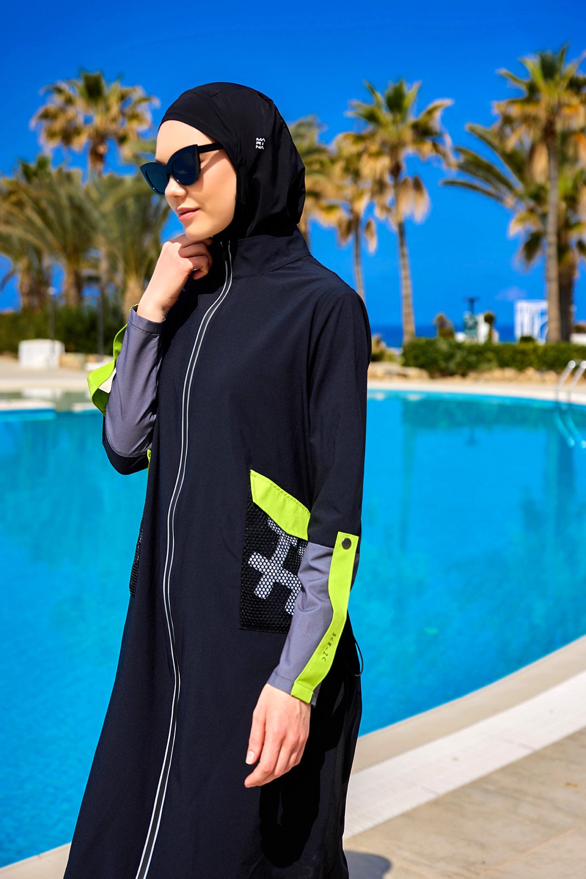 Marina Siyah Tam Kapalı Tesettür Mayo - M2522