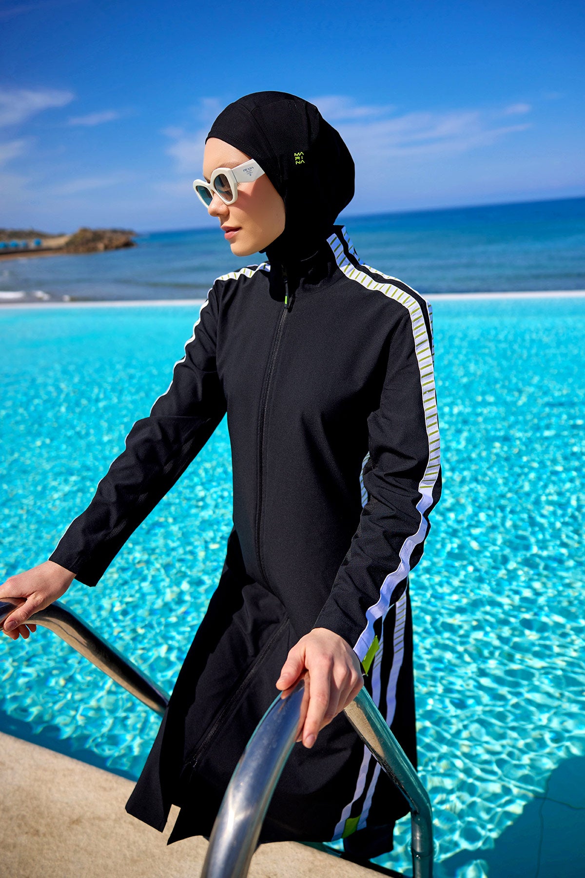 Marina Siyah Tam Kapalı Tesettür Mayo - M2529