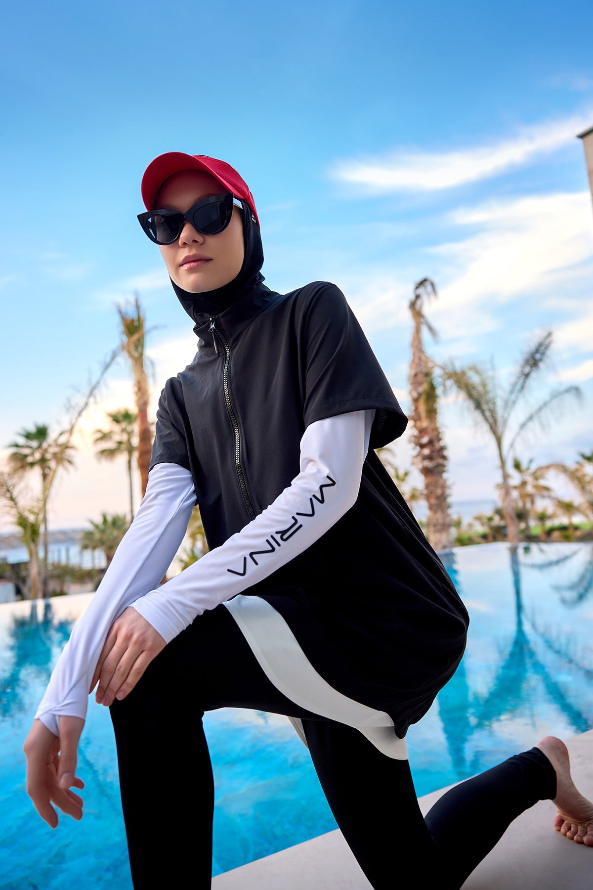 Marina Siyah Tam Kapalı Tesettür Mayo - M2532