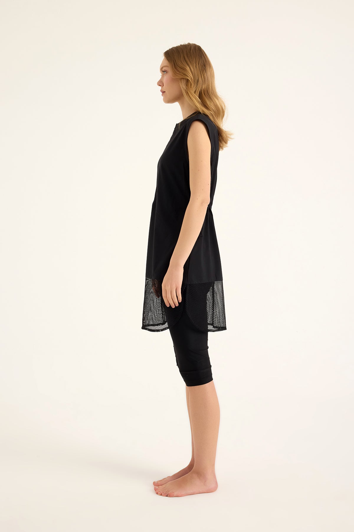 Marina Siyah Yarı Kapalı Tesettür Mayo - H2507-1