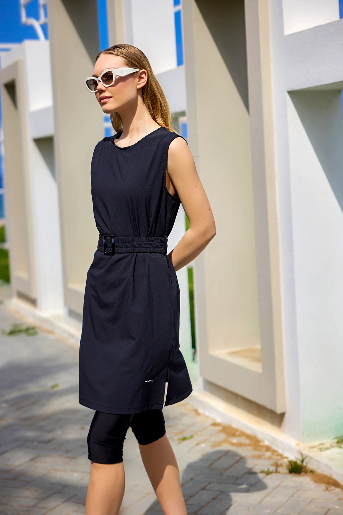 Marina Siyah Yarı Kapalı Tesettür Mayo - H2508