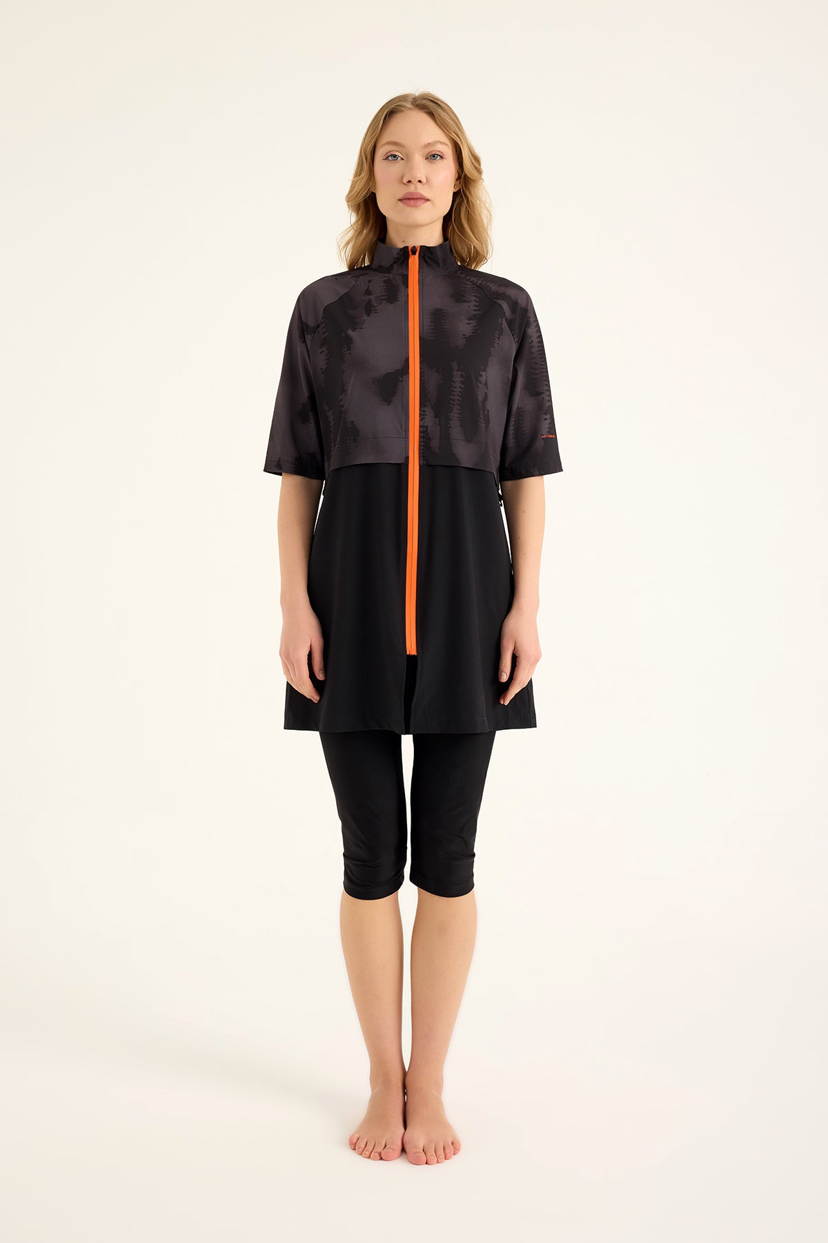 Marina Siyah Yarı Kapalı Tesettür Mayo - H2501