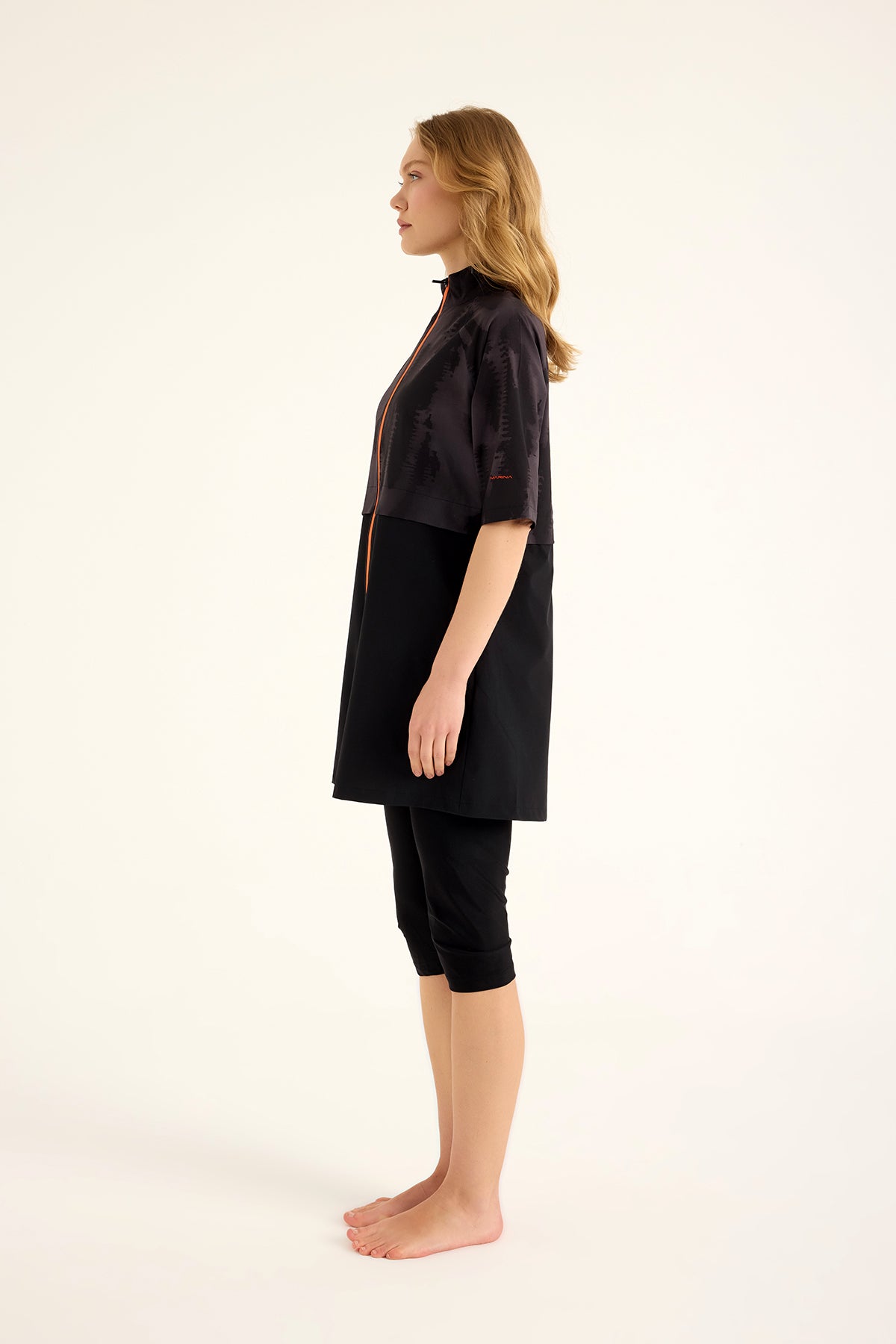 Marina Siyah Yarı Kapalı Tesettür Mayo - H2501