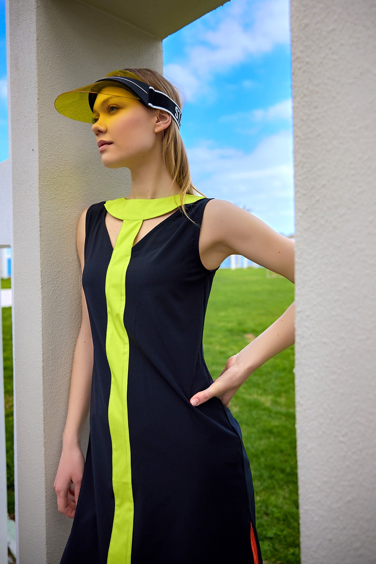 Marina Siyah Yarı Kapalı Tesettür Mayo - H2502-1 Ürün ikincil görseli