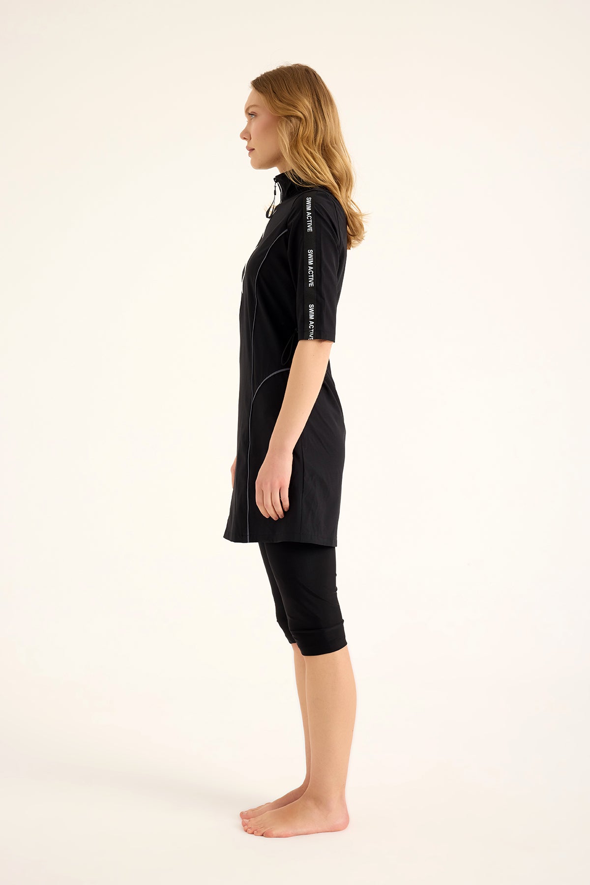 Marina Siyah Yarı Kapalı Tesettür Mayo - H2503