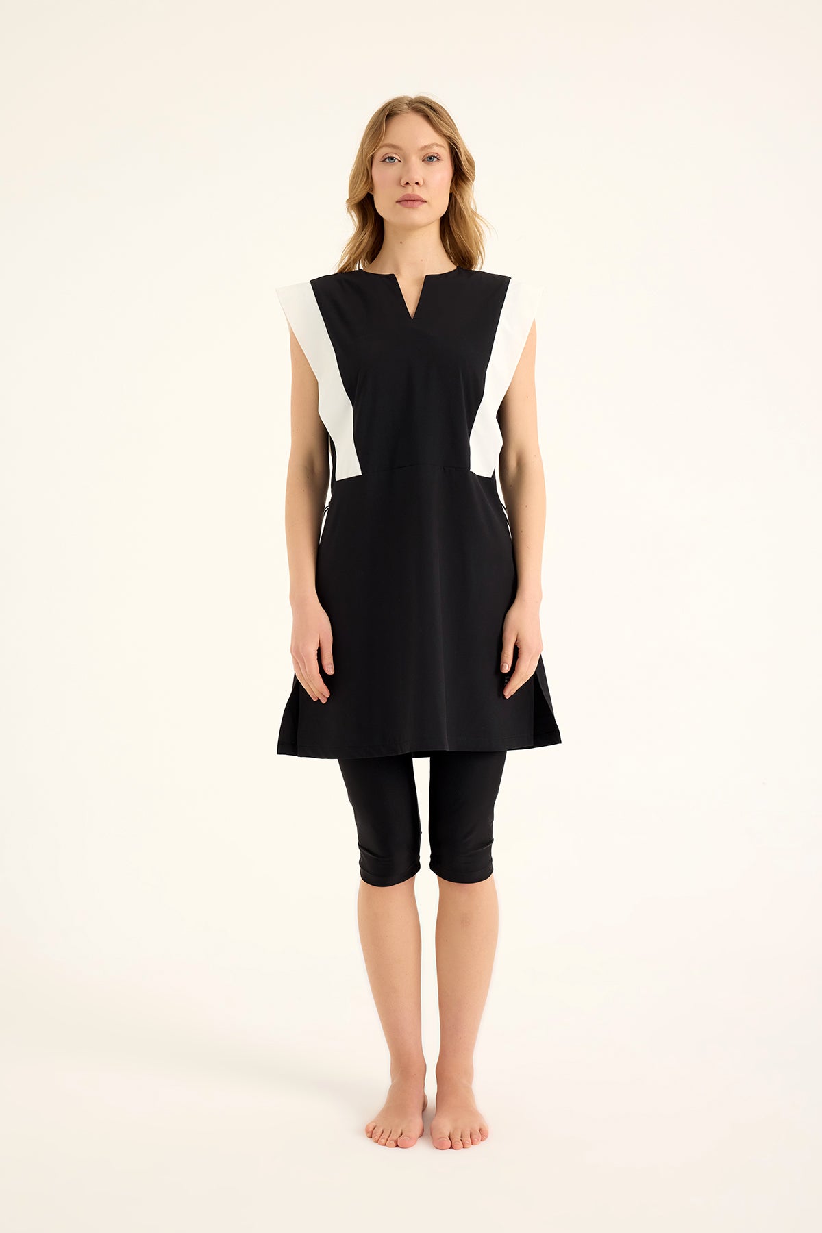 Marina Siyah Yarı Kapalı Tesettür Mayo - H2511